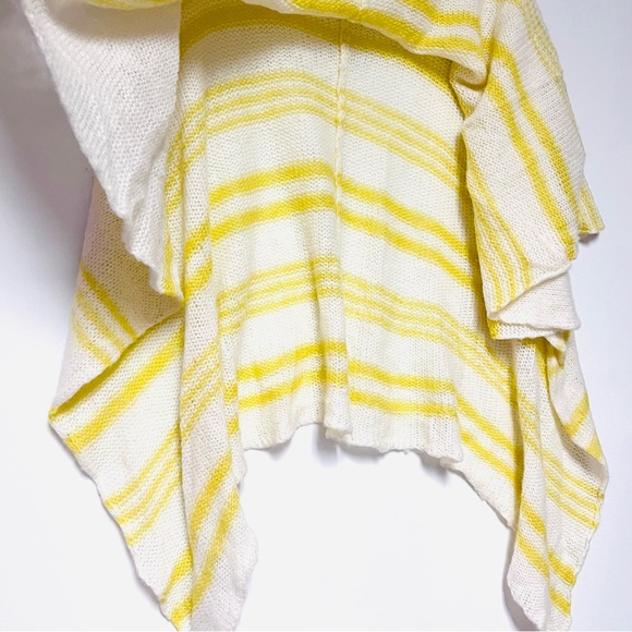 Wooden Ships Anthropologie Poncho Sweater Mohair Wool Blend Yellow Stripes S M - Picture 10 of 12